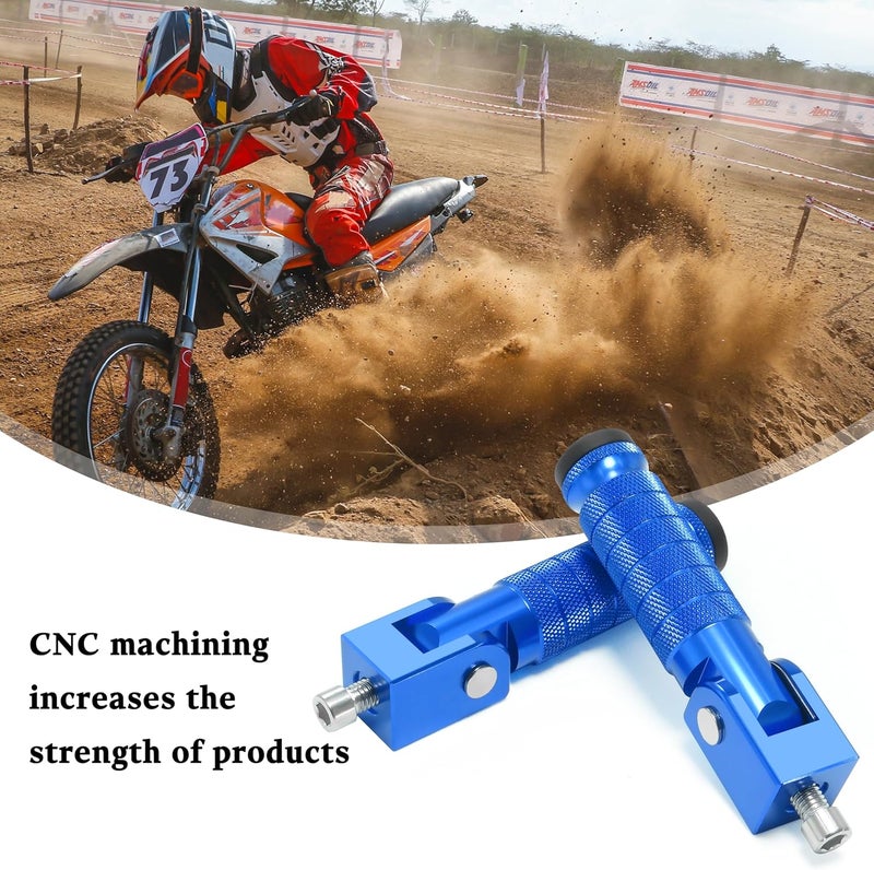 VUOZIP M8 Universal CNC Motorcycle Foot Pegs Degree Foldable Bike Pegs Aluminum Fit Electric Car Motorbike Scooter Mini Bike Ebike Dirt Bike Go Kart Honda Yamaha Suzuki Aprilia Super73 (Blue, Type A) - Image 3